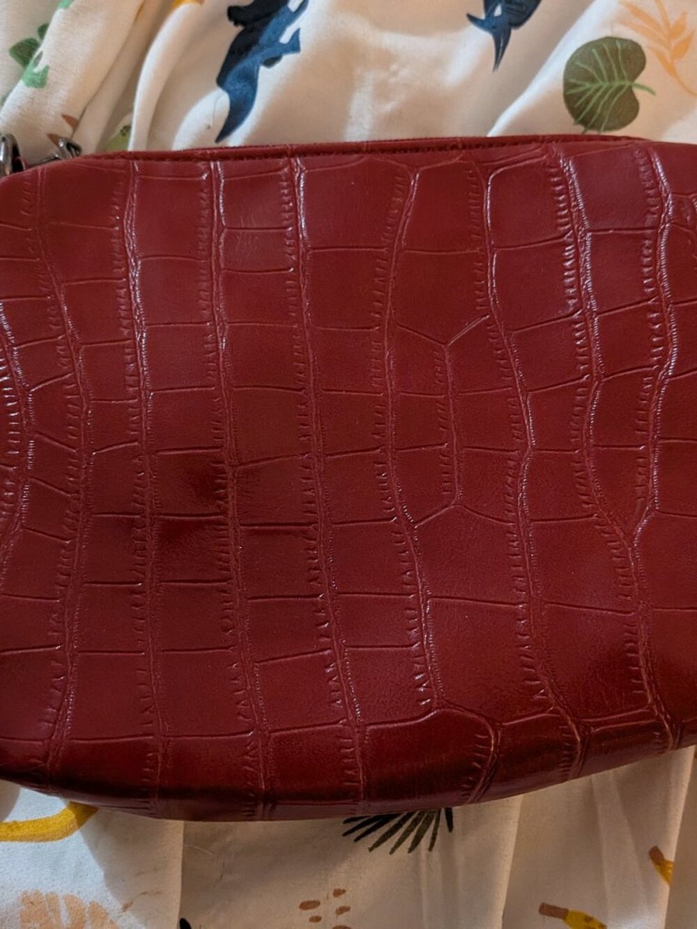 Red Faux Croc Clutch/Wallet Set